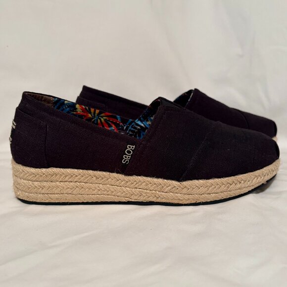 BOBS from Skechers Shoes - ✨ BOBS from Skechers Black Canvas Espadrille Wedges | Feminine Casual | 8.5